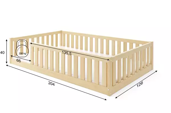 Letto Singolo Per Bambini Bella Sima 120x200, Pino Rozmiar