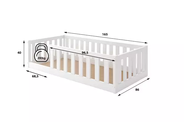 Letto singolo per bambini Bella Sima 80X160, bianco | Interbeds Rozmiar Letto singolo per bambini Bella Sima 80X160, bianco | Interbeds Rozmiar