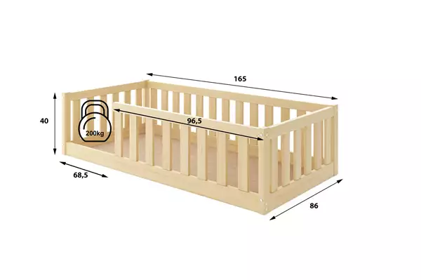 Letto singolo per bambini Bella Sima, 80x160, pino | Interbeds Rozmiar Letto singolo per bambini Bella Sima 80x160, pino | Interbeds Rozmiar