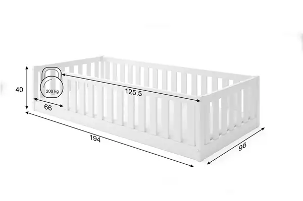 Letto Singolo Per Bambini Bella Sima 90x190, Bianco Rozmiar