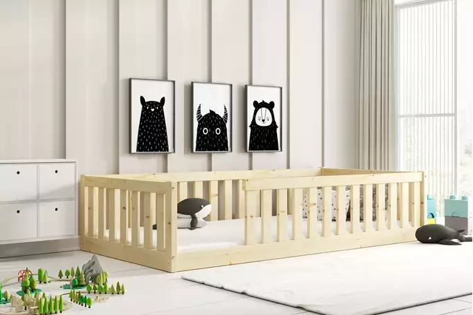 Letto Singolo Per Bambini Bella Sima 90x190 Con Materasso, Pino Wizualizacja