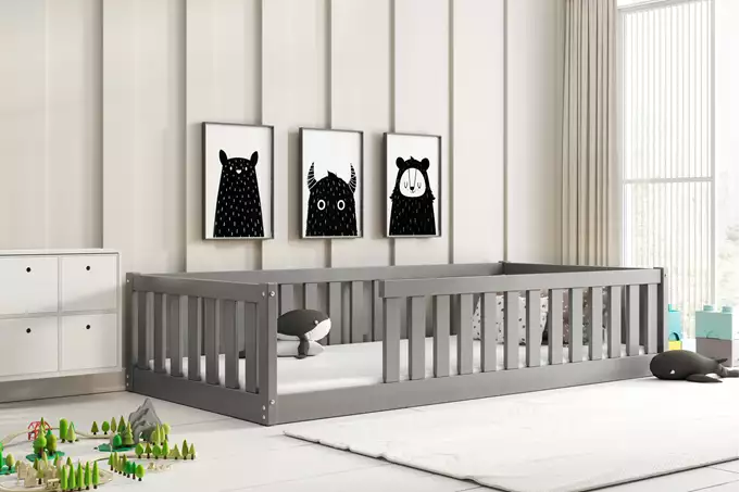 Letto Singolo Per Bambini Bella Sima 90x190, Grafite Wizualizacja