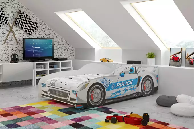 Letto singolo per bambini Cars 80X160, argento | Interbeds Wizualizacja