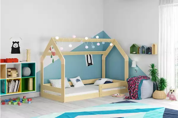 Visualizzazione per Letto singolo per bambini CASA 1 80X160 con materasso, pino Visualizzazione per Letto singolo per bambini CASA 1 80X160 con materasso, pino