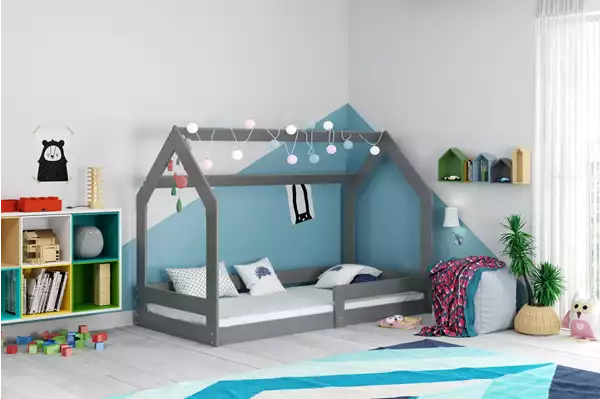 Visualizzazione per Letto singolo per bambini CASETTA 1 80X160 con materasso, grafite Visualizzazione per Letto singolo per bambini CASETTA 1 80X160 con materasso, grafite