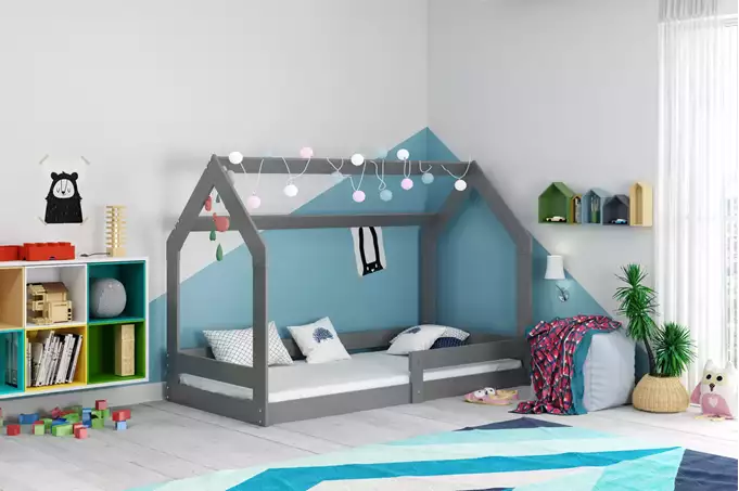 Visualizzazione per Letto singolo per bambini CASETTA 1 80X160 con materasso, grafite