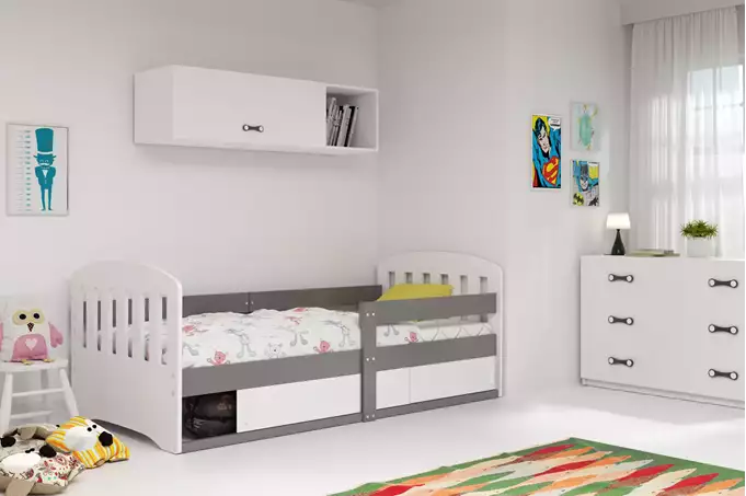 Visualizzazione per Letto singolo per bambini CLASSIC 80x160 con materasso e contenitore, grafite