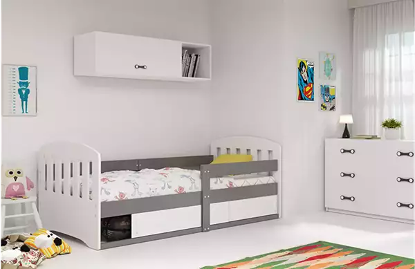 Visualizzazione per Letto singolo per bambini CLASSIC 80x160 con vano portaoggetti, grafite Visualizzazione per Letto singolo per bambini CLASSIC 80x160 con vano portaoggetti, grafite