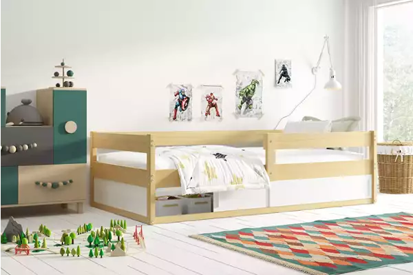 Visualizzazione per Letto singolo per bambini HUGO 80X160 con contenitore, pino Visualizzazione per Letto singolo per bambini HUGO 80X160 con contenitore, pino