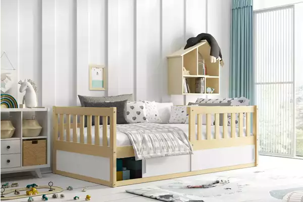 Visualizzazione per Letto singolo per bambini SMART 80x160 con contenitore, pino Visualizzazione per Letto singolo per bambini SMART 80x160 con contenitore, pino