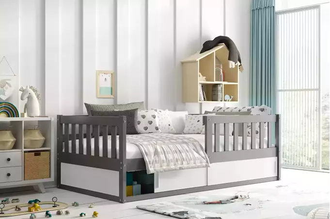 Visualizzazione per Letto singolo per bambini SMART 80x160 con vano contenitore, grafite