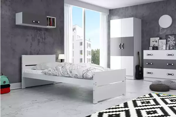 Visualizzazione per Letto singolo per giovani BARTEK 90X200, bianco Visualizzazione per Letto singolo per giovani BARTEK 90X200, bianco