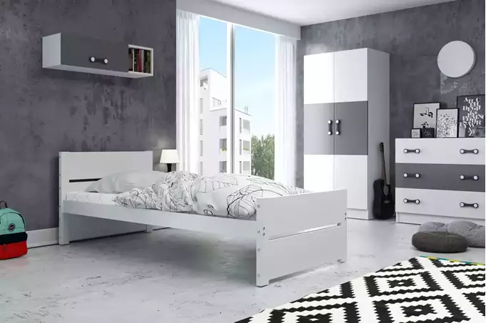 Visualizzazione per Letto singolo per giovani BARTEK 90X200 con materasso, bianco