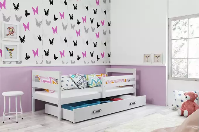 Visualizzazione per Letto singolo per giovani ERYK 80X190 con materasso e cassetto, bianco