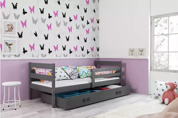 Visualizzazione per Letto singolo per giovani ERYK 90x190 con cassetto, grafite Visualizzazione per Letto singolo per giovani ERYK 90x190 con cassetto, grafite