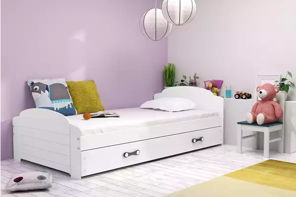 Visualizzazione per Letto singolo per giovani LILI 90x200 con cassetto, bianco Visualizzazione per Letto singolo per giovani LILI 90x200 con cassetto, bianco