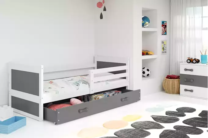 Visualizzazione per Letto singolo per giovani RICO 80x190 con cassetto, bianco/grafite