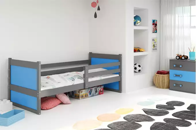 Visualizzazione per Letto singolo per giovani RICO 80X190, grafite/blu