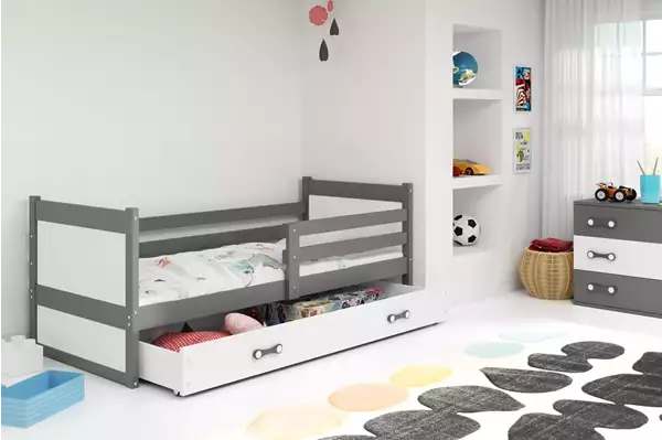 Visualizzazione per Letto singolo per giovani RICO 90X200 con cassetto, grafite/bianco Visualizzazione per Letto singolo per giovani RICO 90X200 con cassetto, grafite/bianco