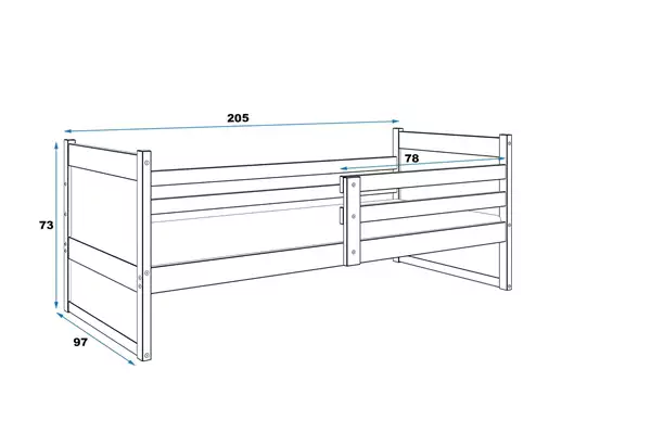 Misura del Letto singolo per giovani RICO 90x200, pino/rosa Misura del Letto singolo per giovani RICO 90x200, pino/rosa