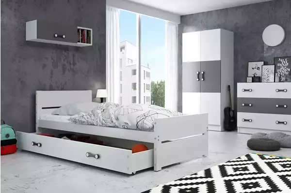 Visualizzazione per Letto singolo per ragazzi BARTEK 90X200 con cassetto, bianco Visualizzazione per Letto singolo per ragazzi BARTEK 90X200 con cassetto, bianco