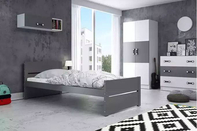 Visualizzazione per Letto singolo per ragazzi BARTEK 90X200, grafite