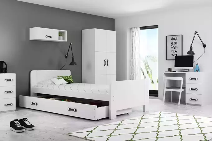 Visualizzazione per Letto singolo per ragazzi DAREK 80X200 con cassetto, bianco