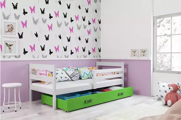 Visualizzazione per Letto singolo per ragazzi ERYK 90x190 con cassetto, bianco/verde Visualizzazione per Letto singolo per ragazzi ERYK 90x190 con cassetto, bianco/verde