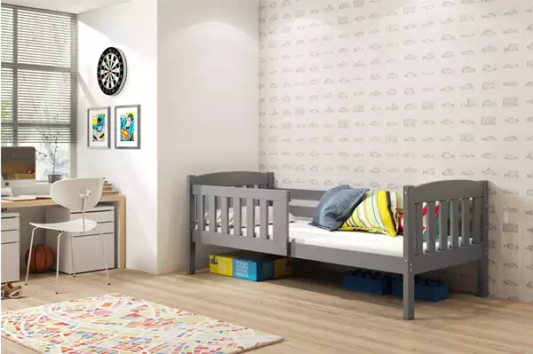 Visualizzazione per Letto singolo per ragazzi KUBUŚ 90X190 con materasso, grafite Visualizzazione per Letto singolo per ragazzi KUBUŚ 90X190 con materasso, grafite