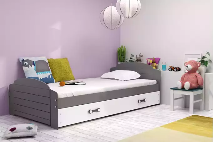 Visualizzazione per Letto singolo per ragazzi LILI 90x200 con cassetto, grafite/bianco