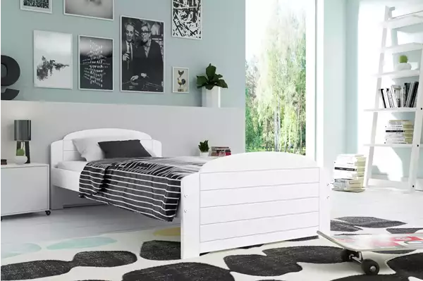 Visualizzazione per Letto singolo per ragazzi LILI 90x200 con materasso, bianco Visualizzazione per Letto singolo per ragazzi LILI 90x200 con materasso, bianco