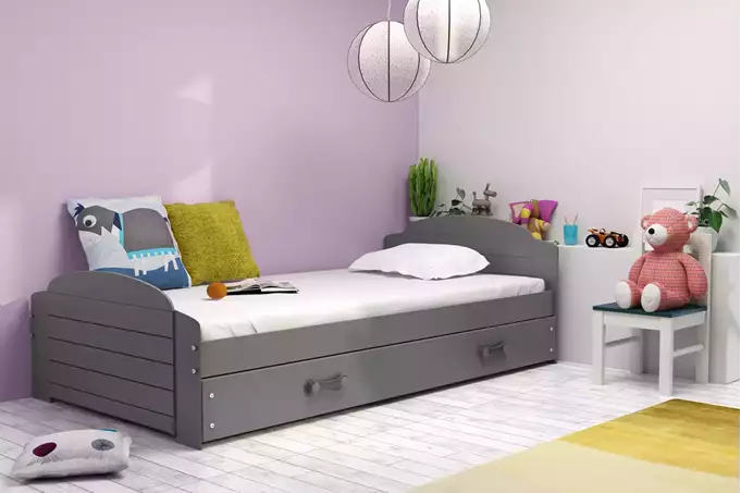 Visualizzazione per Letto singolo per ragazzi LILI 90X200 con materasso e cassetto, grafite