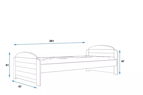 Misura del Letto singolo per ragazzi LILI 90x200 con materasso, grigio grafite Misura del Letto singolo per ragazzi LILI 90x200 con materasso, grigio grafite