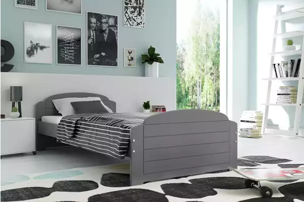 Visualizzazione per Letto singolo per ragazzi LILI 90x200 con materasso, grigio grafite Visualizzazione per Letto singolo per ragazzi LILI 90x200 con materasso, grigio grafite