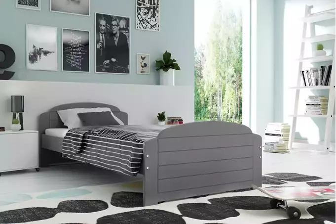 Visualizzazione per Letto singolo per ragazzi LILI 90x200 con materasso, grigio grafite