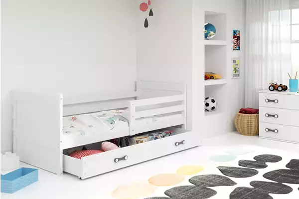 Visualizzazione per Letto singolo per ragazzi RICO 80x190 con cassetto, bianco Visualizzazione per Letto singolo per ragazzi RICO 80x190 con cassetto, bianco