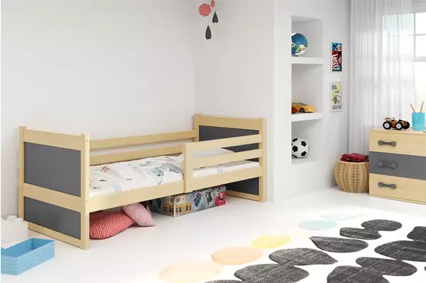 Visualizzazione per Letto singolo per ragazzi RICO 80x190, pino/grafite