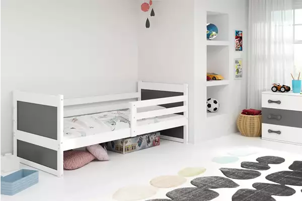 Visualizzazione per Letto singolo per ragazzi RICO 90x190, bianco/grafite Visualizzazione per Letto singolo per ragazzi RICO 90x190, bianco/grafite