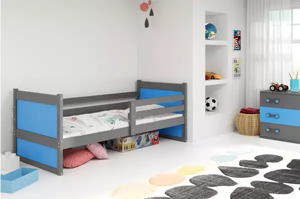 Visualizzazione per Letto singolo per ragazzi RICO 90X190, grafite/blu