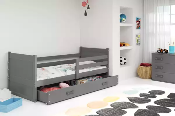 Visualizzazione per Letto singolo per ragazzi RICO 90x200 con cassetto, grafite Visualizzazione per Letto singolo per ragazzi RICO 90x200 con cassetto, grafite