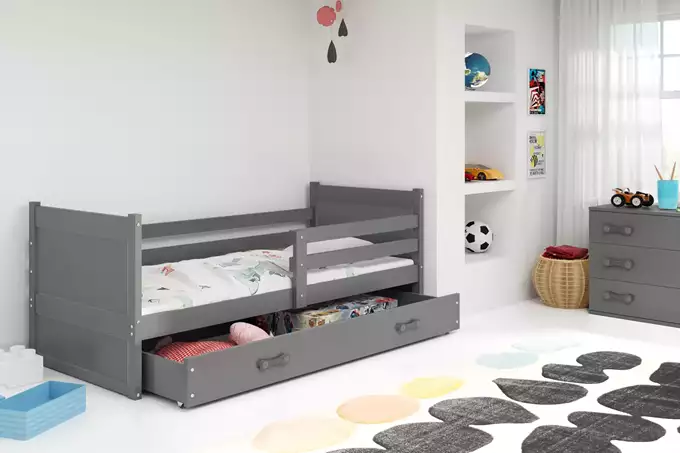 Visualizzazione per Letto singolo per ragazzi RICO 90x200 con cassetto, grafite