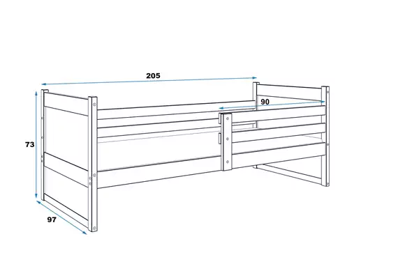 Misura del Letto singolo per ragazzi RICO 90x200 con materasso, bianco/rosa Misura del Letto singolo per ragazzi RICO 90x200 con materasso, bianco/rosa