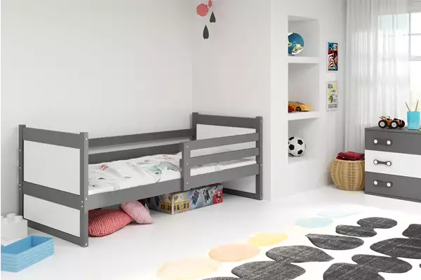 Visualizzazione per Letto singolo per ragazzi RICO 90X200 con materasso, grafite/bianco Visualizzazione per Letto singolo per ragazzi RICO 90X200 con materasso, grafite/bianco