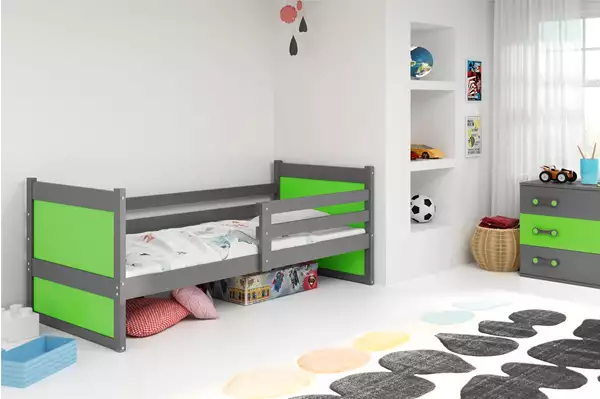 Visualizzazione per Letto singolo per ragazzi RICO 90x200 con materasso, grafite/verde Visualizzazione per Letto singolo per ragazzi RICO 90x200 con materasso, grafite/verde