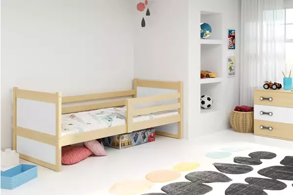 Visualizzazione per Letto singolo per ragazzi RICO 90x200 con materasso, pino/bianco Visualizzazione per Letto singolo per ragazzi RICO 90x200 con materasso, pino/bianco